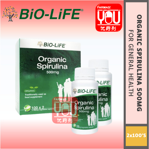 BIO-LIFE ORGANIC SPIRULINA 500MG (2X100'S)