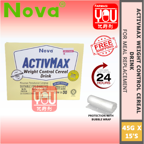 NOVA ACTIVMAX WEIGHT CONTROL CEREAL DRINK 45GMX15'S (BOX)