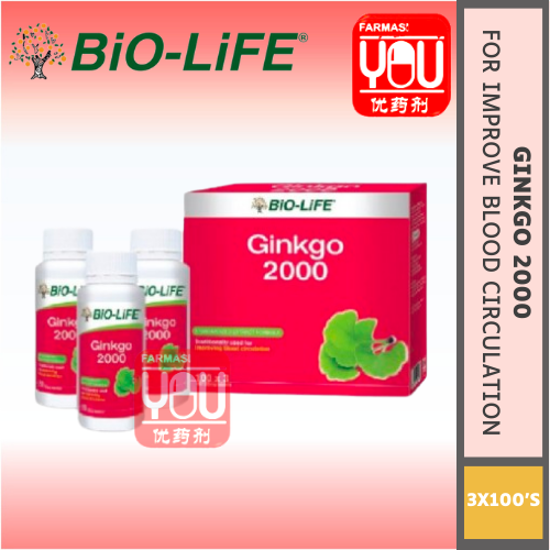 BIO-LIFE GINKGO 2000MG (3X100'S)