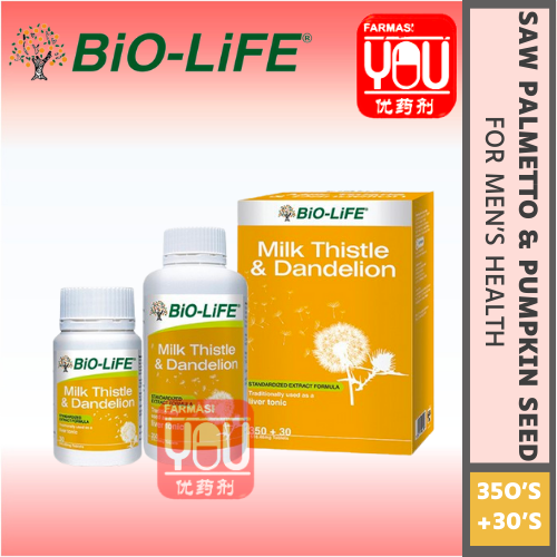 BIO-LIFE MILK THISTLE & DANDELION 350+30'S (BOTTLE)